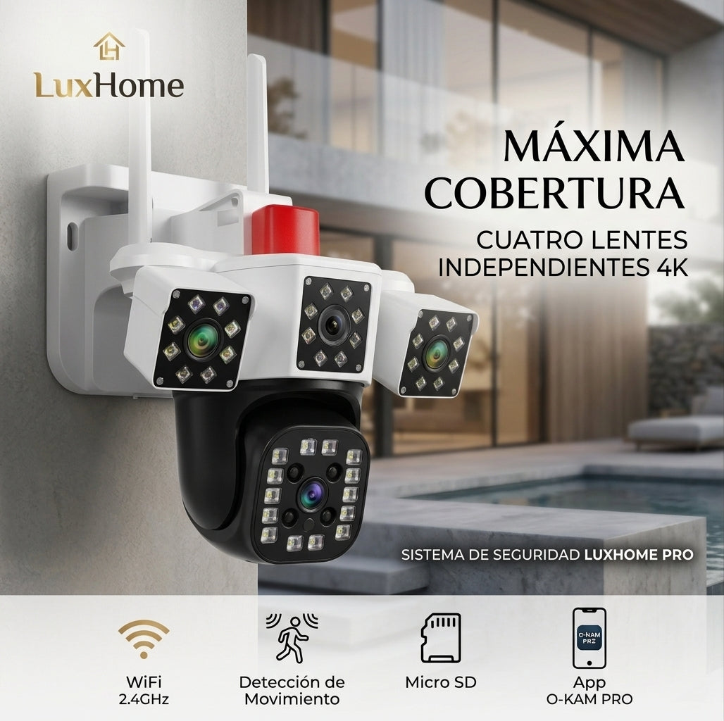 Cámara de Seguridad 360° 4-Lentes Ultra 4k - LuxHome
