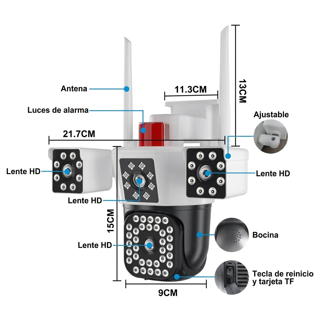 Cámara de Seguridad 360° 4-Lentes Ultra 4k - LuxHome