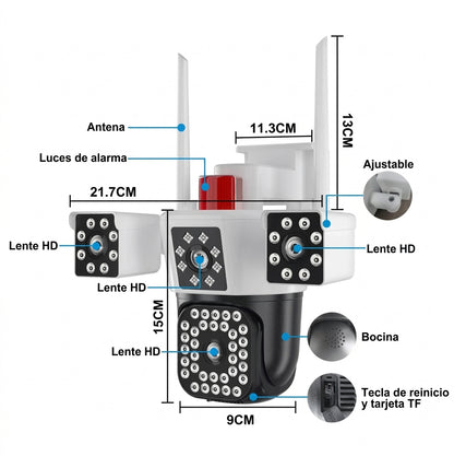 Cámara de Seguridad 360° 4-Lentes Ultra 4k - LuxHome